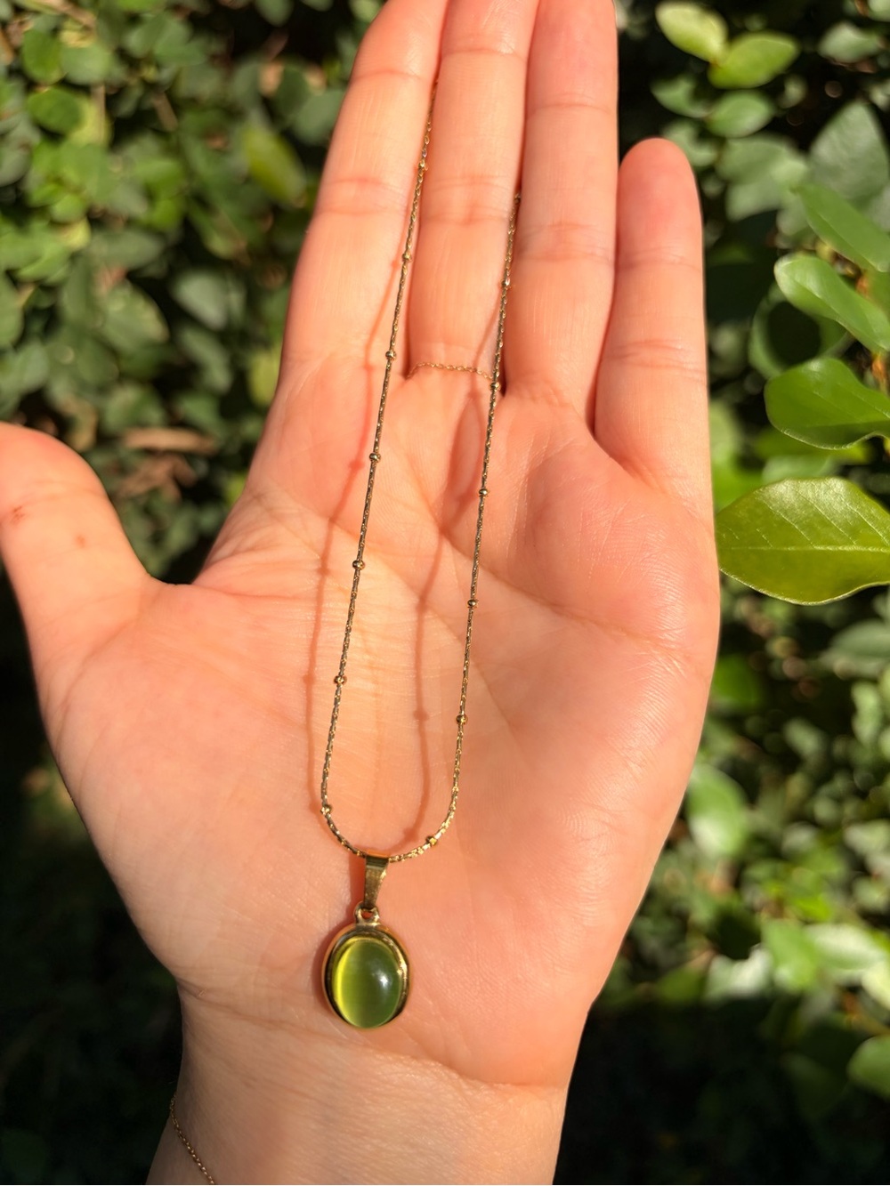 New Necklace 18K Gold Necklace Stainless Steel Opal Oval Pendant Necklace - Picture 8 of 8